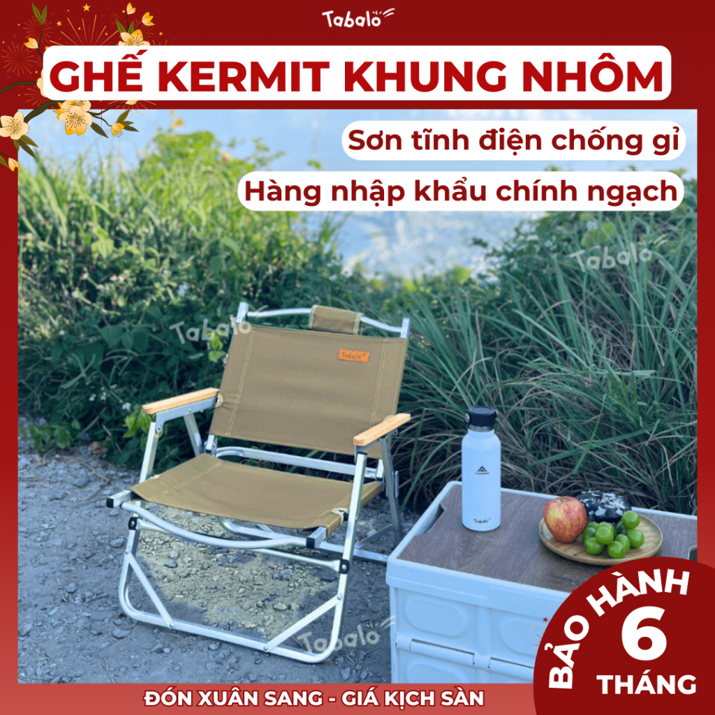 Ghế Xếp Cắm Trại Tabalo Kermit Khung Nhôm, Ghế Gấp Gọn Sử Dụng Quán Cafe Camping Chill Ban Công