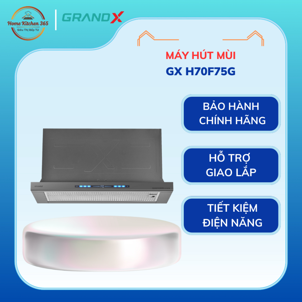 Máy Hút Mùi Âm Tủ GrandX GX H70F75G | Máy hút mùi kính phẳng âm tủ 70cm GrandX