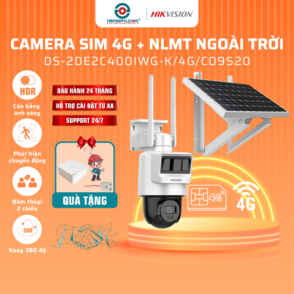Camera IP 4G 4MP HIKVISION DS-2DE2C400IWG-K/4G/C09S20 góc rộng, xoay 360 độ - TRANGIATELECOM
