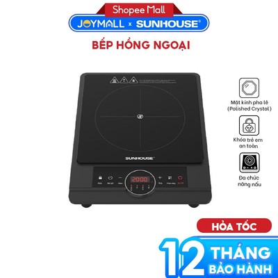Bếp Hồng Ngoại Sunhouse SHD6012A 2000W,Hàng Chính Hãng, Mặt Kính Pha Lê, Chế Độ Hẹn Giờ - JoyMall