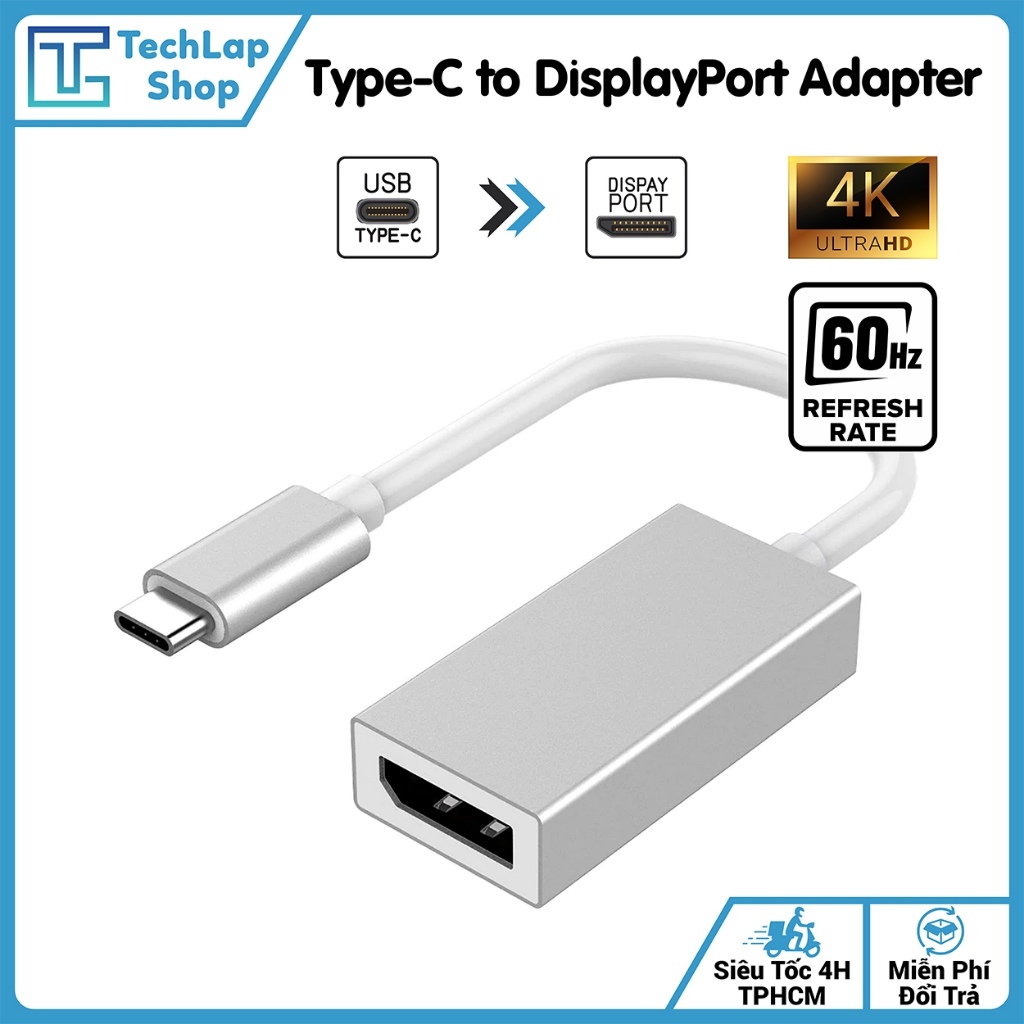 Đầu Chuyển Đổi Type-C Sang DisplayPort (DP) 4K/60Hz - Xuất Màn Hình/Máy Chiếu Cho Laptop/Macbook/Điện Thoại Cao Cấp