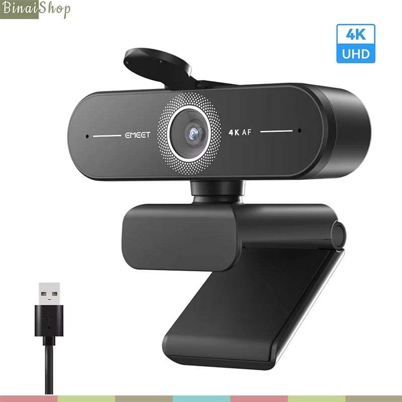 EMEET C60E – Webcam Ultra HD 4K, Lấy Nét Siêu Nhanh, Mic Khử Ồn Dành Cho Học Online, Livestream