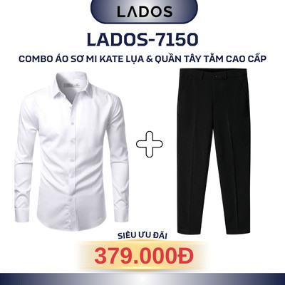 Combo áo sơ mi dài tay kate lụa và quần tây âu phục nam LADOS-7150, thiết kế sang trọng, lên form chuẩn dáng (779+4167)
