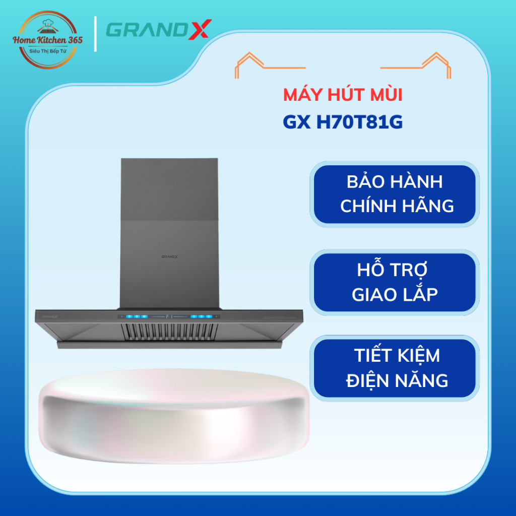 Máy hút mùi GrandX GX H70T81G – Công suất 1150 m³/h, động cơ Smart Inverter