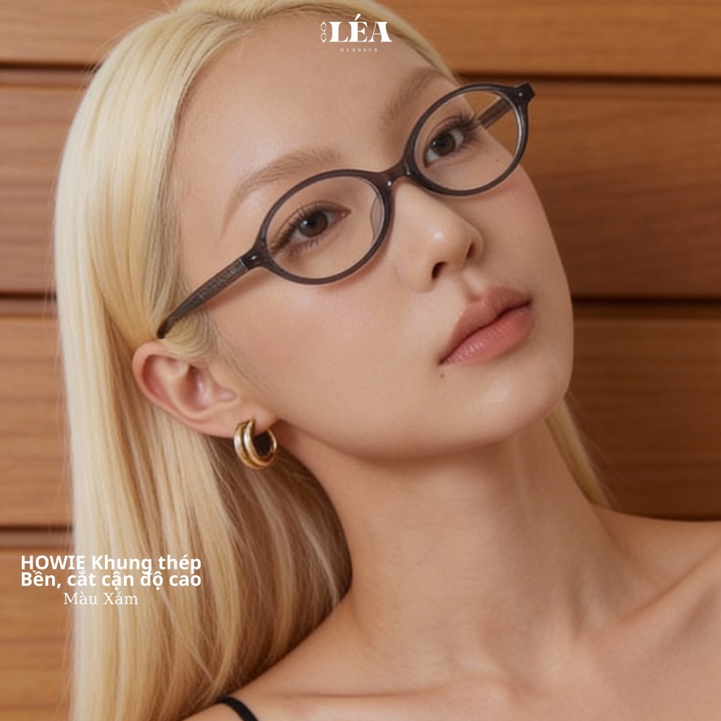 Kính mắt Oval chuyên lắp cận HERA Khánh Huyền - LÉAGLASSES nhựa dẻo TR90 cao cấp | BigBuy360 - bigbuy360.vn