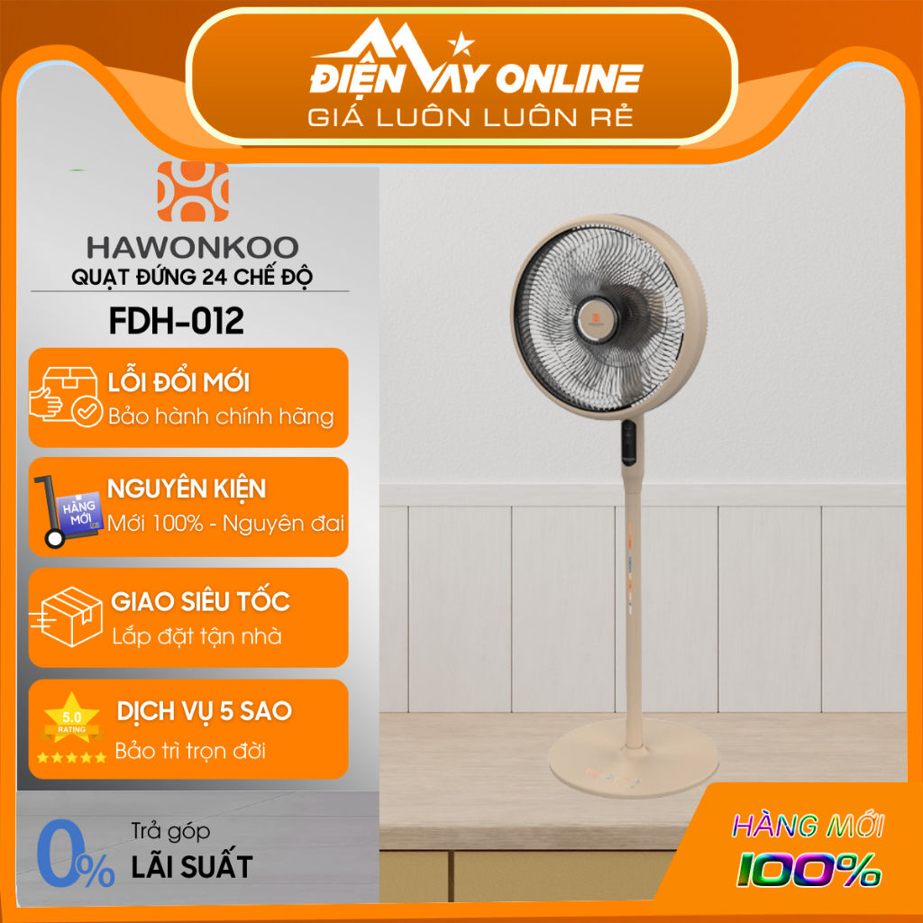 [3 màu] Quạt Đứng DC Hawonkoo FDH-012 7 cánh - 24 tốc độ - Điều khiển từ xa - Bảo Hành 24 Tháng