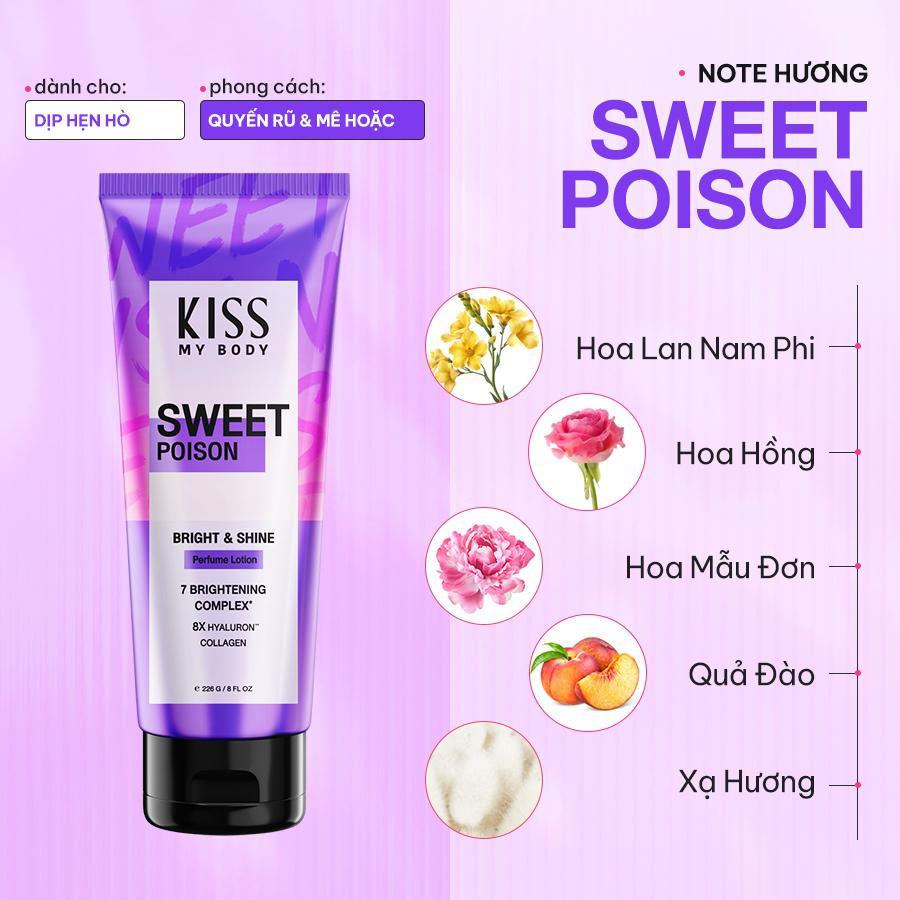 KISS MY BODY Sữa Dưỡng Trắng Da Toàn Thân Hương Nước Hoa Brighy & Shine Body Lotion 226g - Sweet Poi