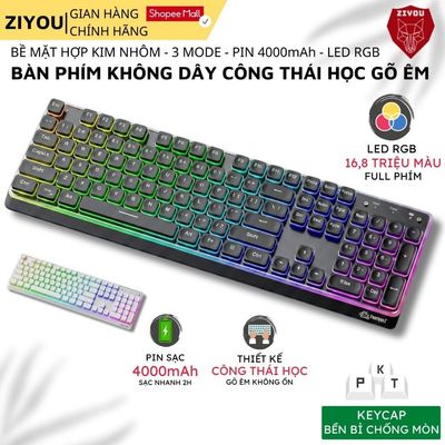 Bàn Phím Không Dây Bluetooth FreeWolf M104 LED RGB, 3 Mode Kết Nối, Pin 4000mAh, Gõ Êm Giảm Ồn