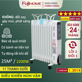 Máy sưởi dầu gia đình FUJIHOME OH8411, máy sưởi dầu 11 thanh ấm êm không đốt oxy tiết kiệm điện