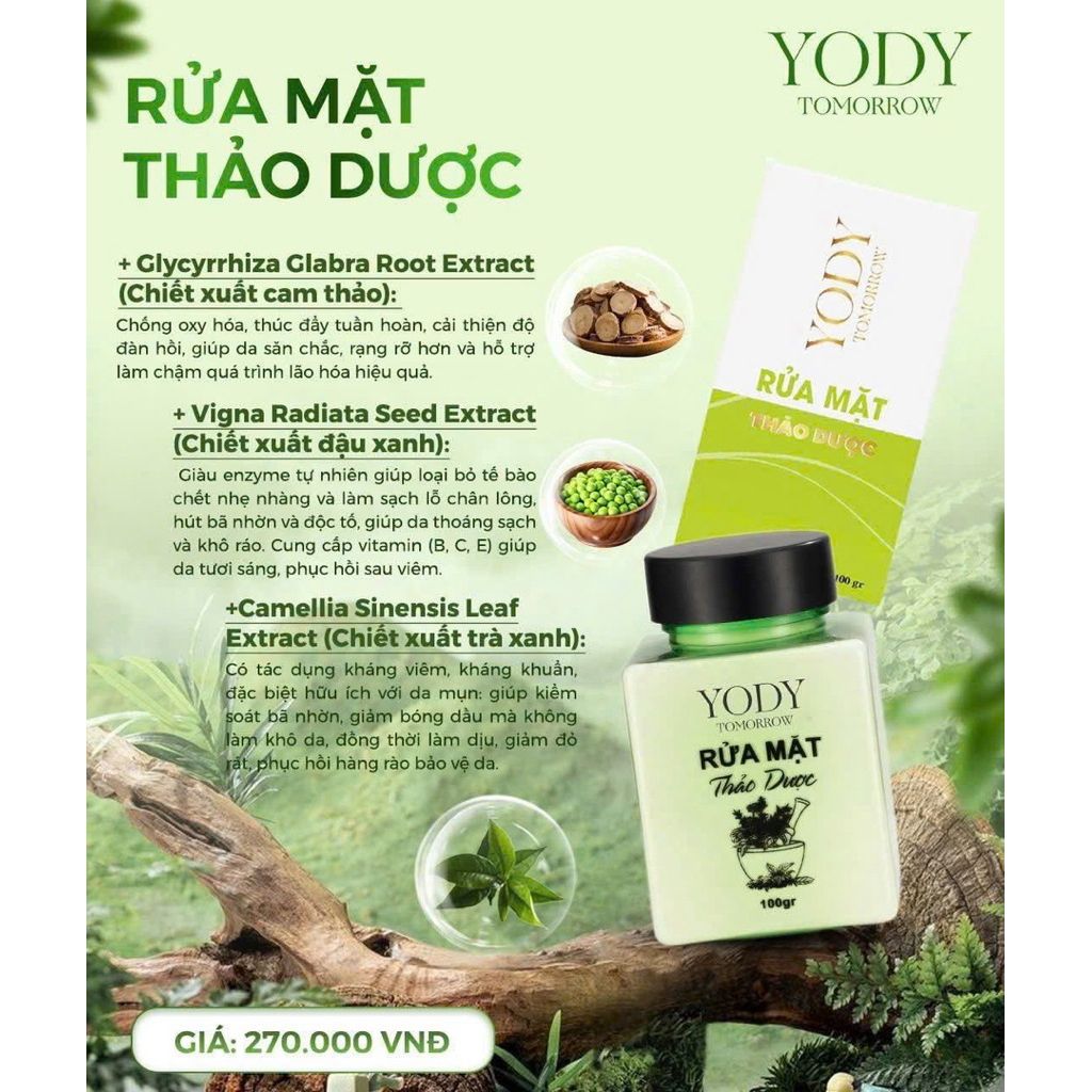 Bột rửa mặt yody chính hãng 100%