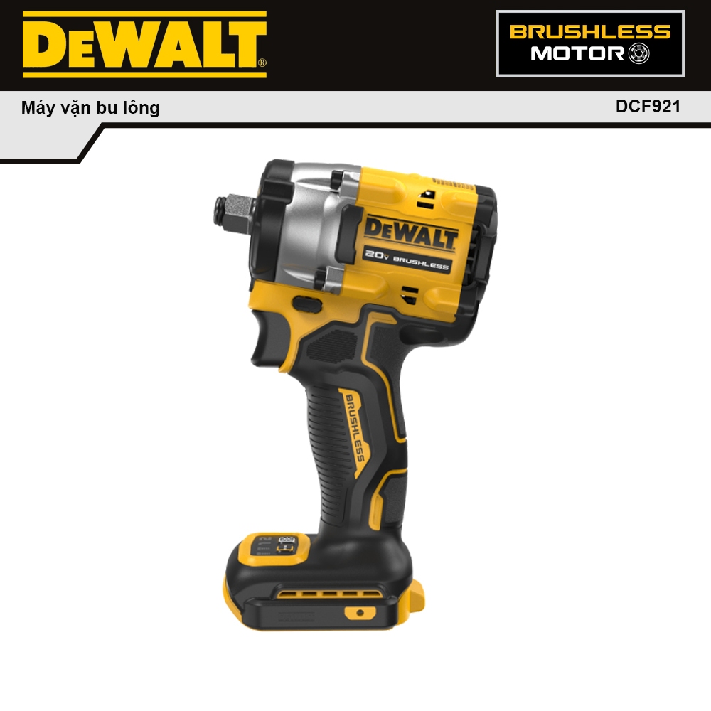 Máy Siết Bu Lông Dùng Pin 20V Max DeWalt DCF921 – Lực Mở 610Nm, Nhỏ Gọn, Đầu 1/2 Inch