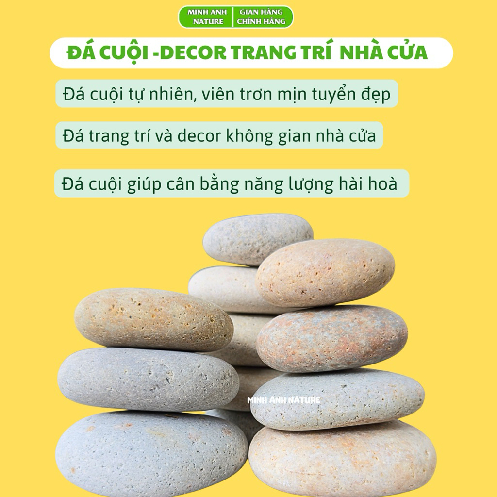 Đá Cuội Tự Nhiên Viên Trơn Đẹp, Decor Trang Trí - Viên Đá Điều Ước - Vẽ hay Khắc Chữ Làm Quà Tặng