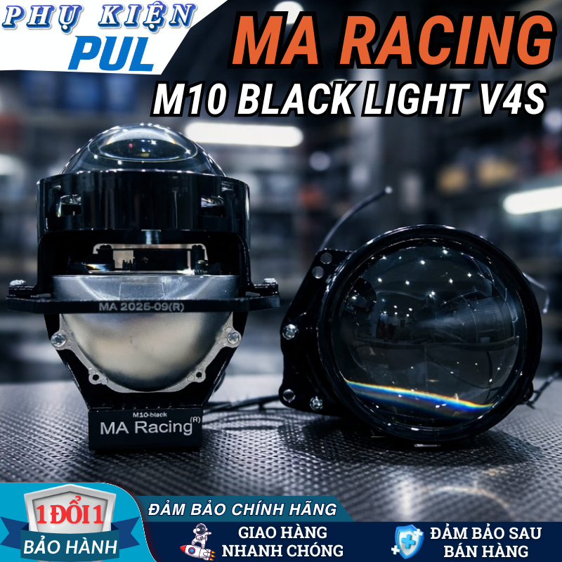 Đèn Bi Cầu LED Ma Racing M10 Light V4S 65W - Ánh Sáng Pha Vàng Phá Sương - Siêu Sáng - Tản Nhiệt Tốt