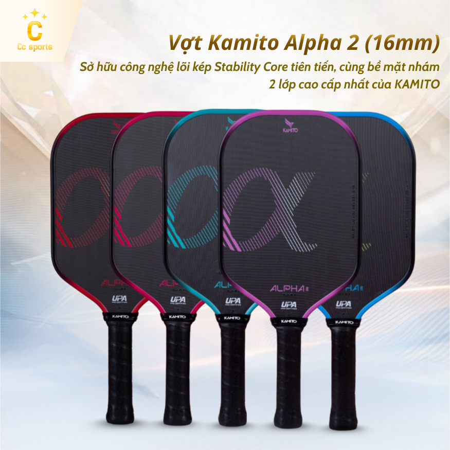 Vợt Pickleball Kamito Alpha 2 mặt carbon 3K toàn phần giảm rung chấn, kiểm soát bóng tốt
