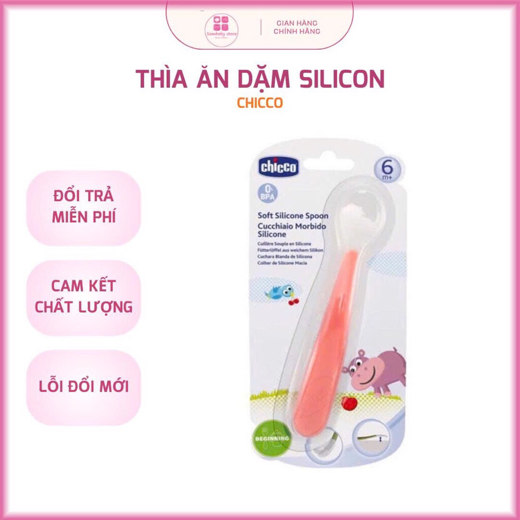 Thìa Ăn Silicone 6M+ Chicco cho bé