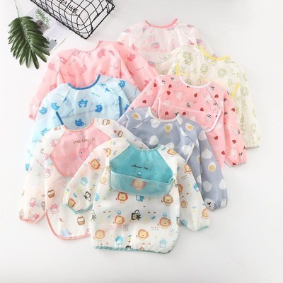 Áo Yếm ăn dặm có máng hứng ngang ngực,Áo Yếm ăn dặm BLW Tay dài cho bé tập ăn KidsWorld