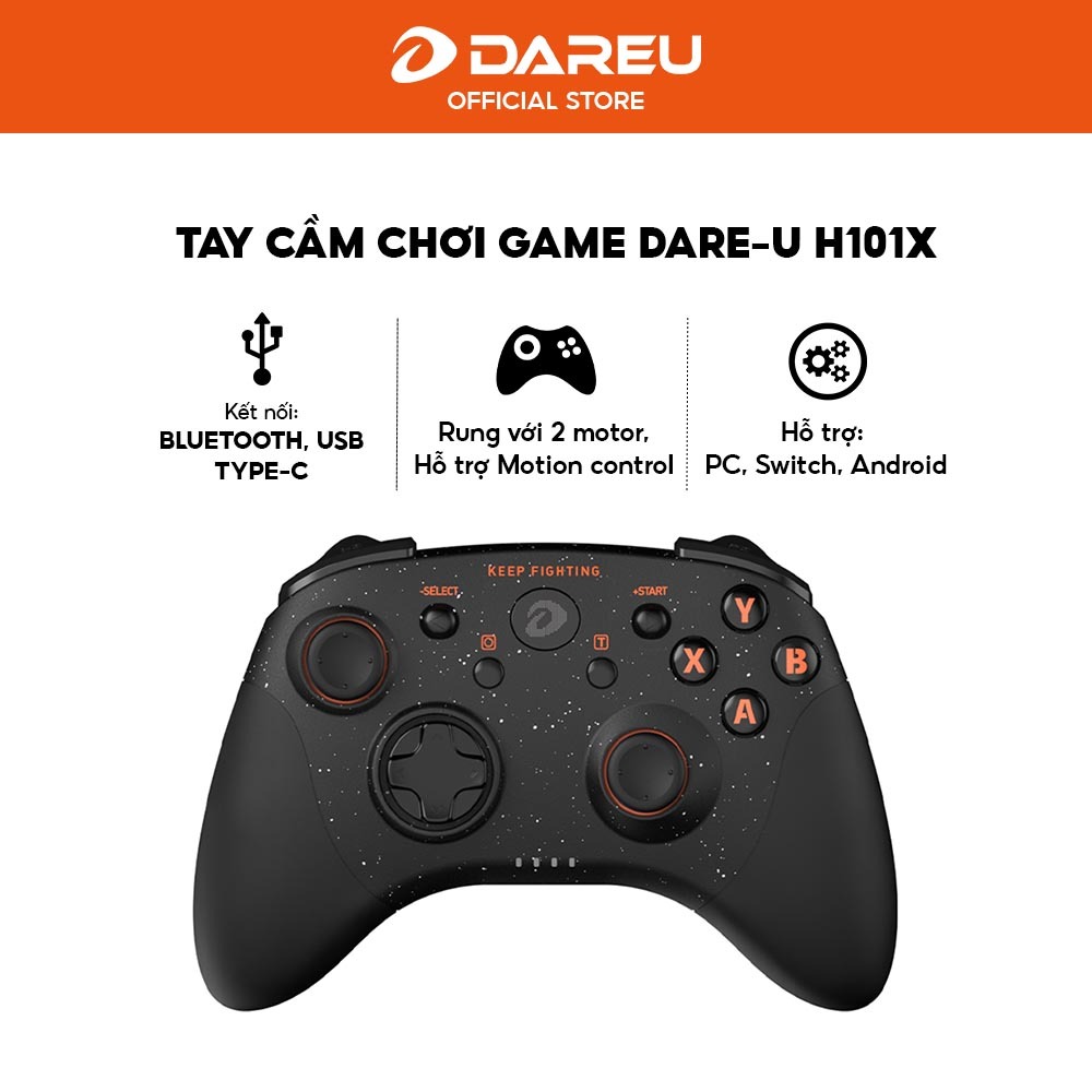Tay cầm chơi game Dare-U H101X Black - Dual Mode - Motion Control - Turbo - Bảo hành 12 tháng