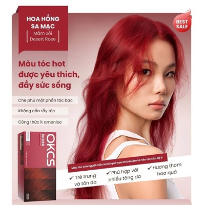 Kem nhuộm tóc tại nhà OKCS màu Hoa Hồng Sa Mạc – Tôn da trẻ trung, chuẩn màu salon, không cần tẩy