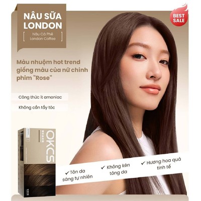Kem nhuộm tóc tại nhà OKCS Nâu Sữa London – Chuẩn Salon, không cần tẩy, an toàn cho tóc, giữ màu bền