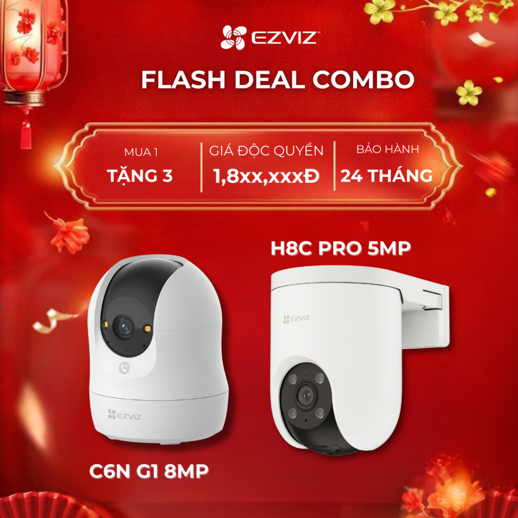 [FLASH DEAL 2] Combo Camera EZVIZ C6N G1 8MP + H8C PRO 5MP | Độc Quyền Livestream