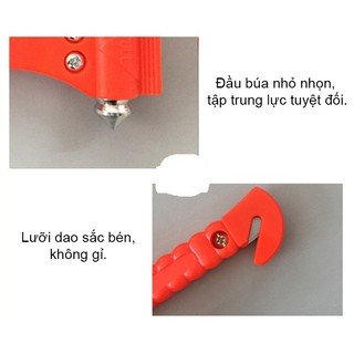 Búa thoát hiểm ô tô, búa phá kính cứu hộ  thoát hiểm trường hợp nguy cấp có giá đỡ B02