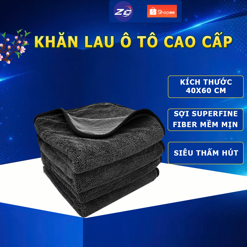 Khăn lau xe ô tô cao cấp microfiber, khăn lau đa năng siêu thấm hút lau khô nhanh,không xước sơn xe khăn lau xe máy