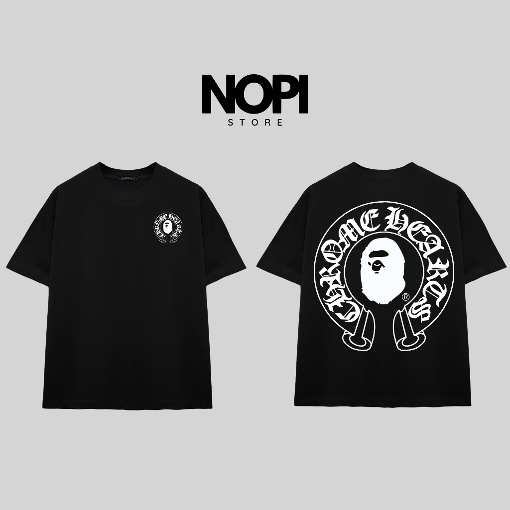 ÁO THUN CHROME HEARTS x BAPE DG FORM RỘNG NAM NỮ VẢI COTTON CAO CẤP 280GSM THOÁNG MÁT - NOPI STORE