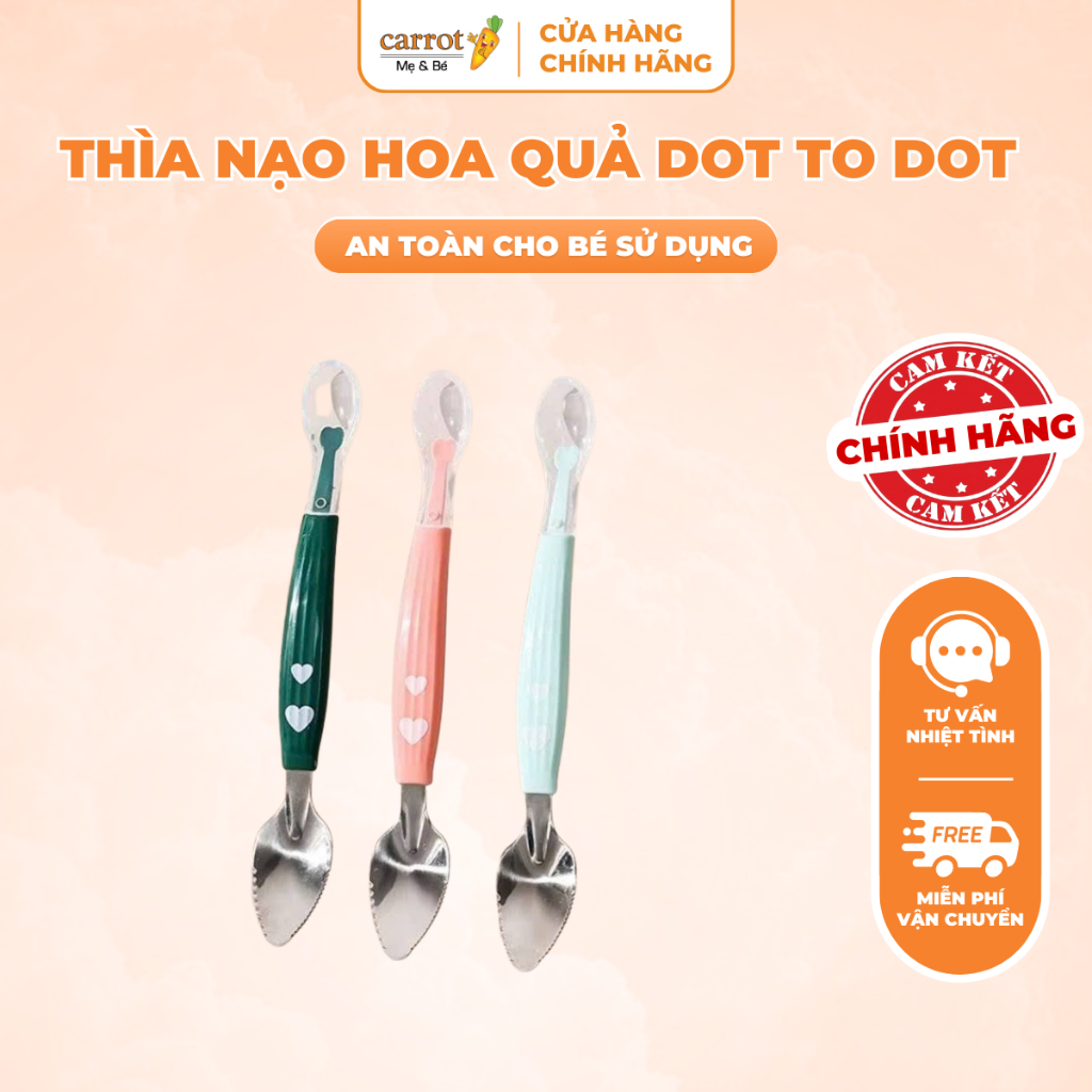 Thìa Nạo Hoa Quả Dot To Dot Cho Bé Từ 6M+, Thìa Làm Mịn Hoa Quả