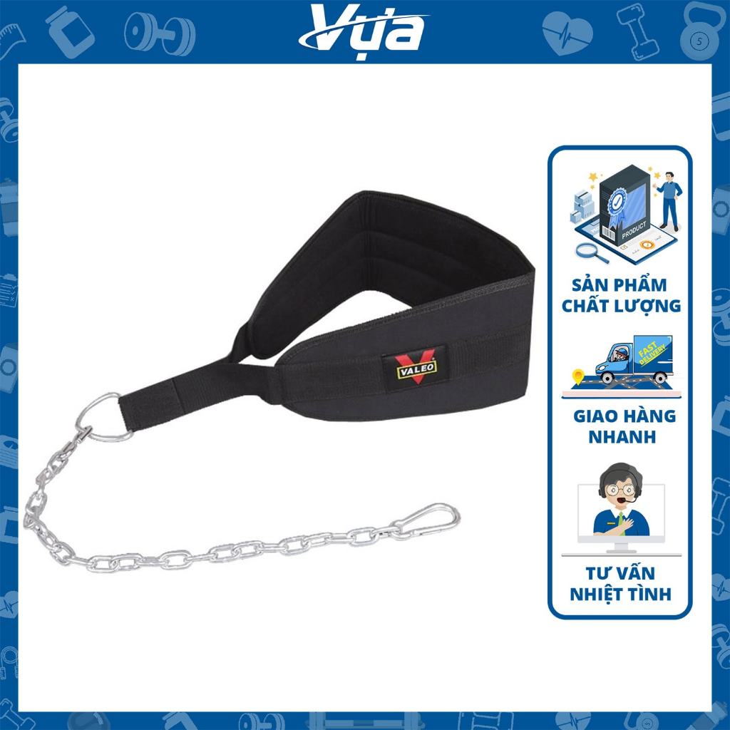 Đai Lưng Xích Valeo Dip Belt - MS1 (1 cái) - Hỗ Trợ Tập Gym, Nâng Tạ, Tăng Cường Sức Bền, Chất Liệu 