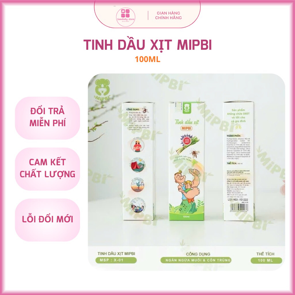 Tinh Dầu Xịt Đuổi Muỗi & Côn Trùng Mipbi 100ml – Chiết Xuất Thiên Nhiên, An Toàn Cho Bé