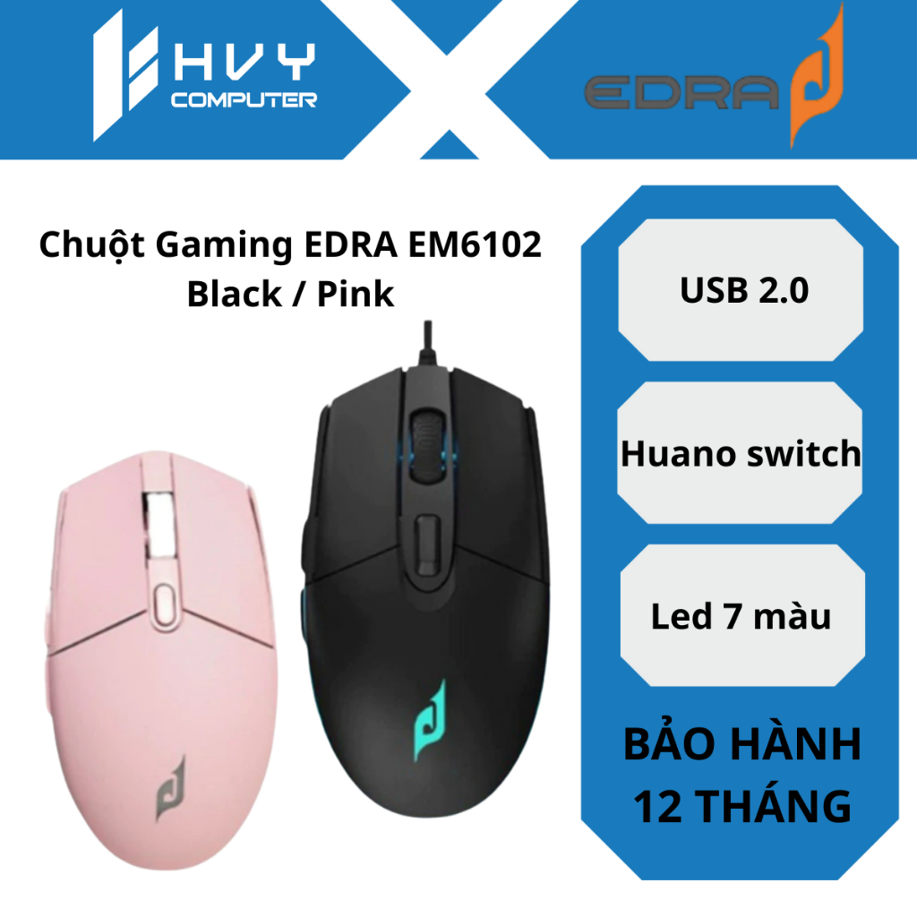 Chuột Gaming EDRA EM6102 Black / Pink - Hàng Chính Hãng