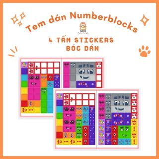 Set 4 Tấm Tem dán Lego Numberblocks 🌈 Stickers Numberblocks