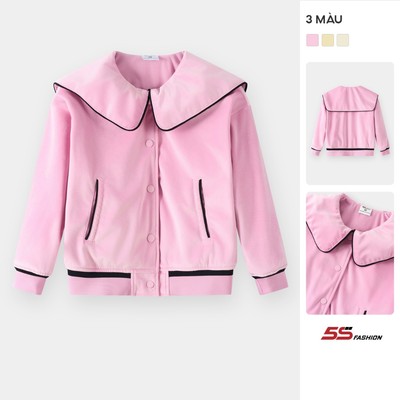 Áo Khoác Bé Gái 5S FASHION Vải Nhung Cổ Bèo Dễ Thương W0AKH25002