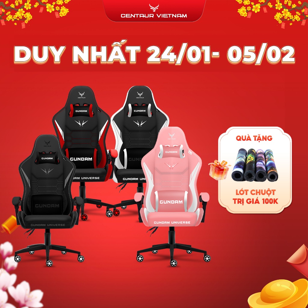 [Tặng Lót Chuột] Ghế Gaming Centaur Gundam | Khung chân kim loại, Da PU, Cơ ngả 135 độ - Centaur Việ