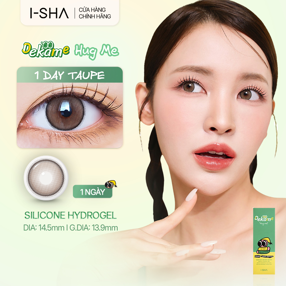Kính áp tròng 1 ngày I-Sha - Dekame Hug Me Taupe lens màu nâu trầm giãn tròng 14.5mm