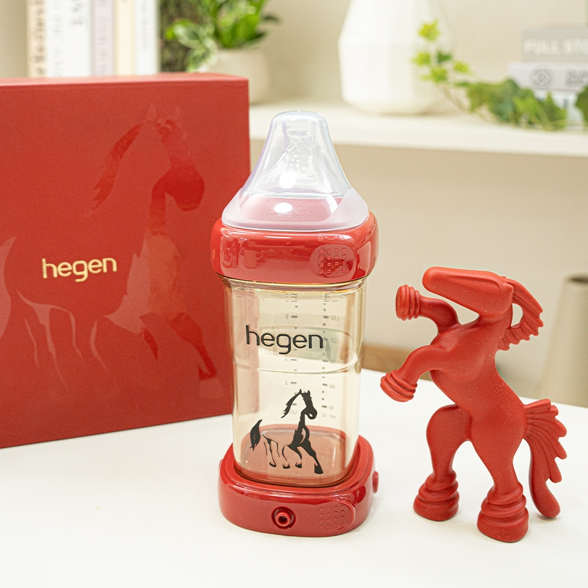 Set bình sữa Hegen Ngựa màu đỏ 2026, Set quà tặng hegen chính hãng. Bình hegen ngựa đỏ