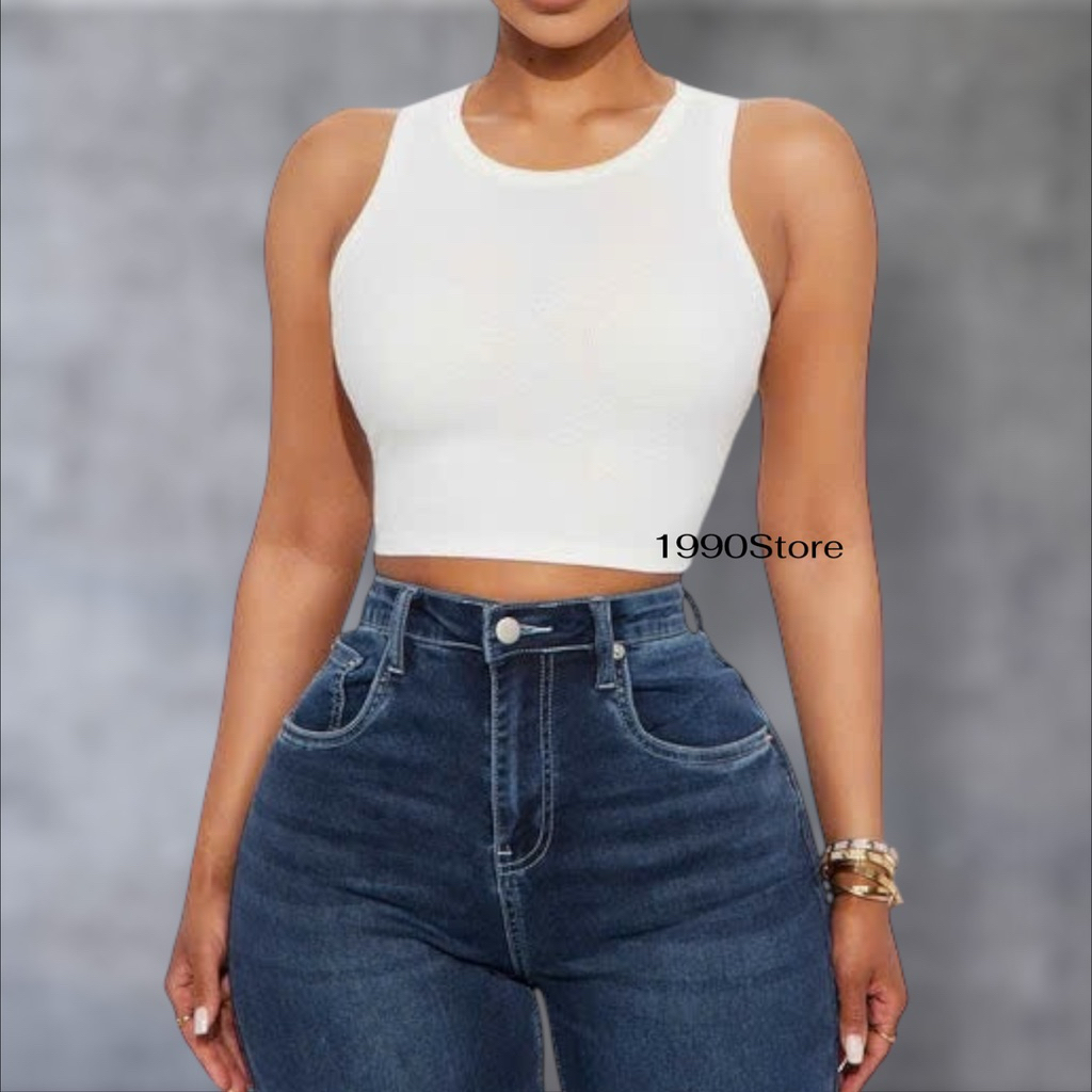 Áo Thun Ba Lỗ Trắng Kem Chất Thun Porip - Hiệu Fashion Nova