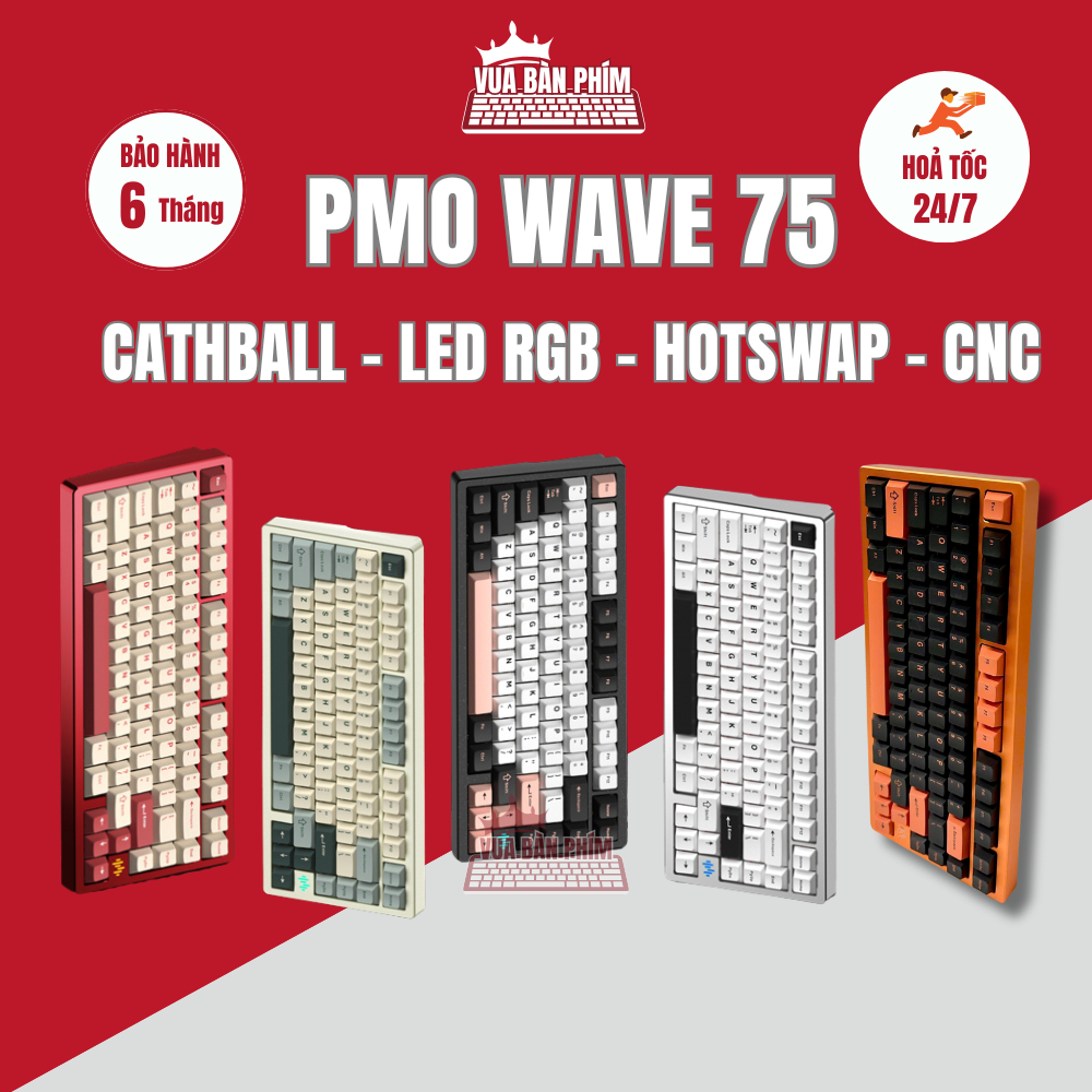[HÀNG SẴN ] Bàn phím cơ không dây pmo wave 75 | Wave75 nhôm cnc , catch ball , led rgb , hotswap, ke