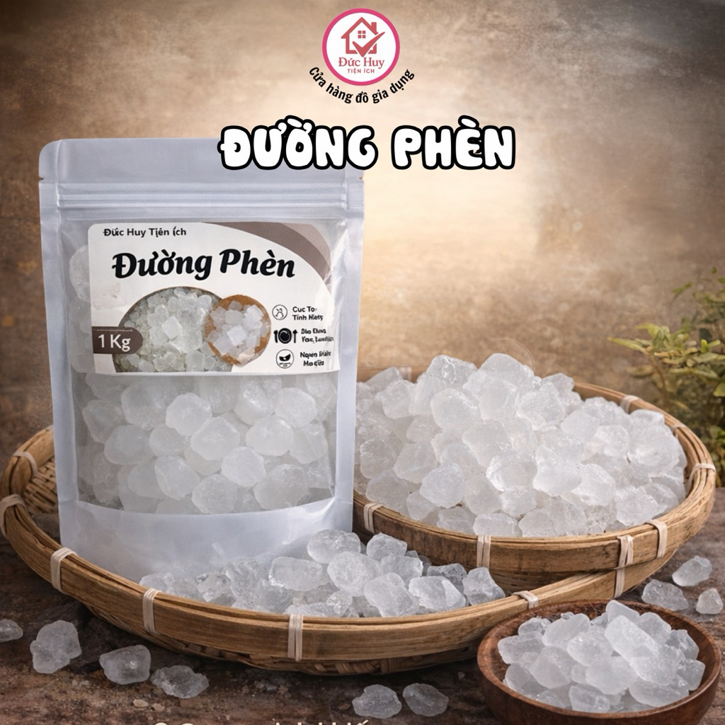 Đường Phèn [1000g] Trắng Tinh Luyện, Nguyên Chất Ngọt Thanh