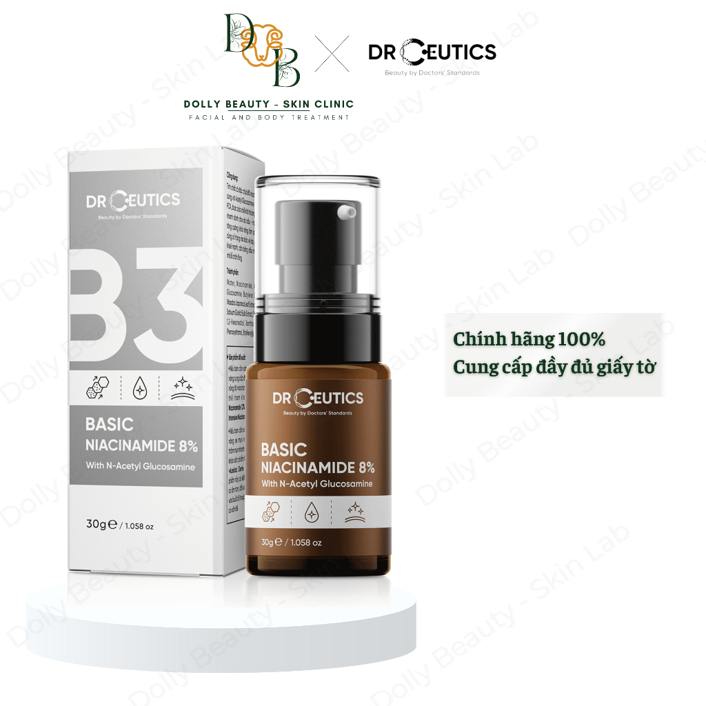 [DRCEUTICS] Serum B3 8% Trị Mụn Trứng Cá BASIC NIACINAMIDE 8%