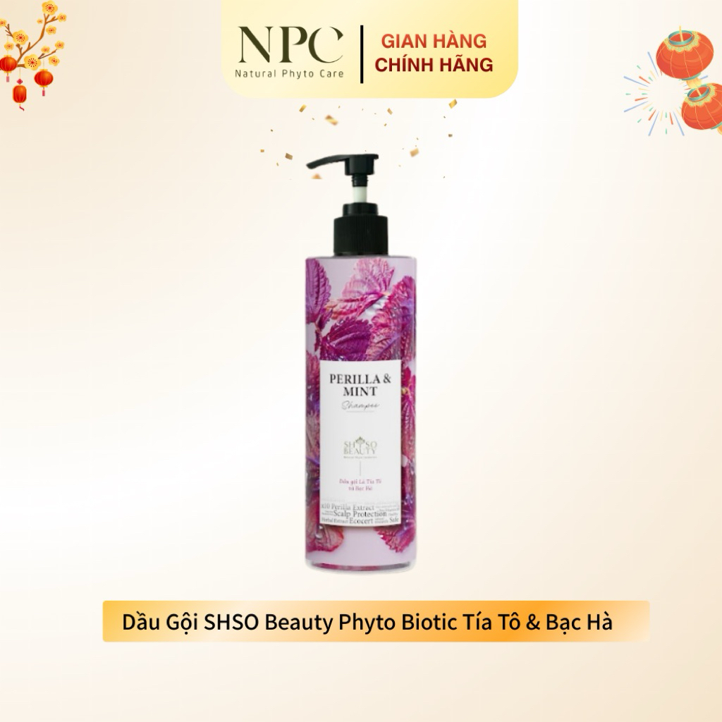 Dầu Gội SHSO Beauty Phyto Biotic Tía Tô & Bạc Hà Chăm Sóc Tóc Bồng Bềnh, Chắc Khỏe, Kích Thích Mọc T
