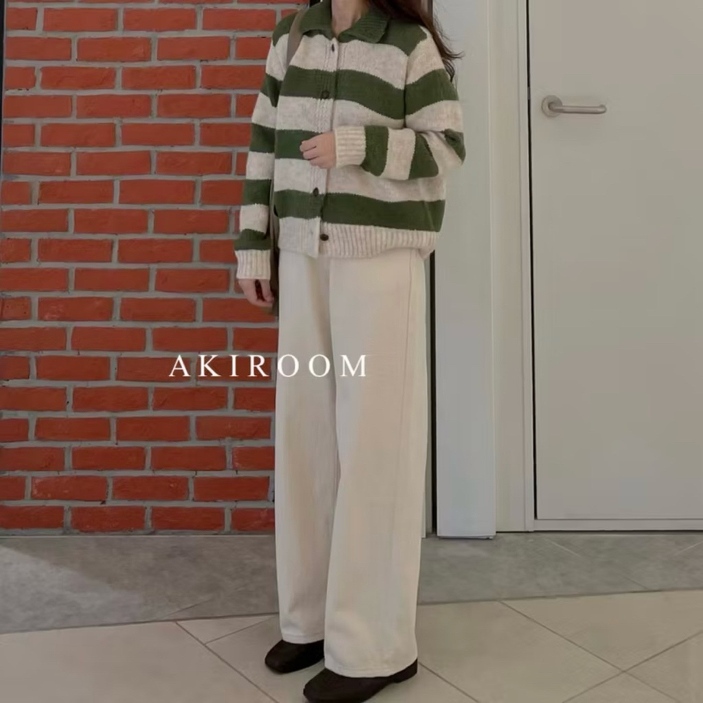 Pass Aki room áo len polo kẻ sọc freesize mới 98% - Có ảnh chụp thật