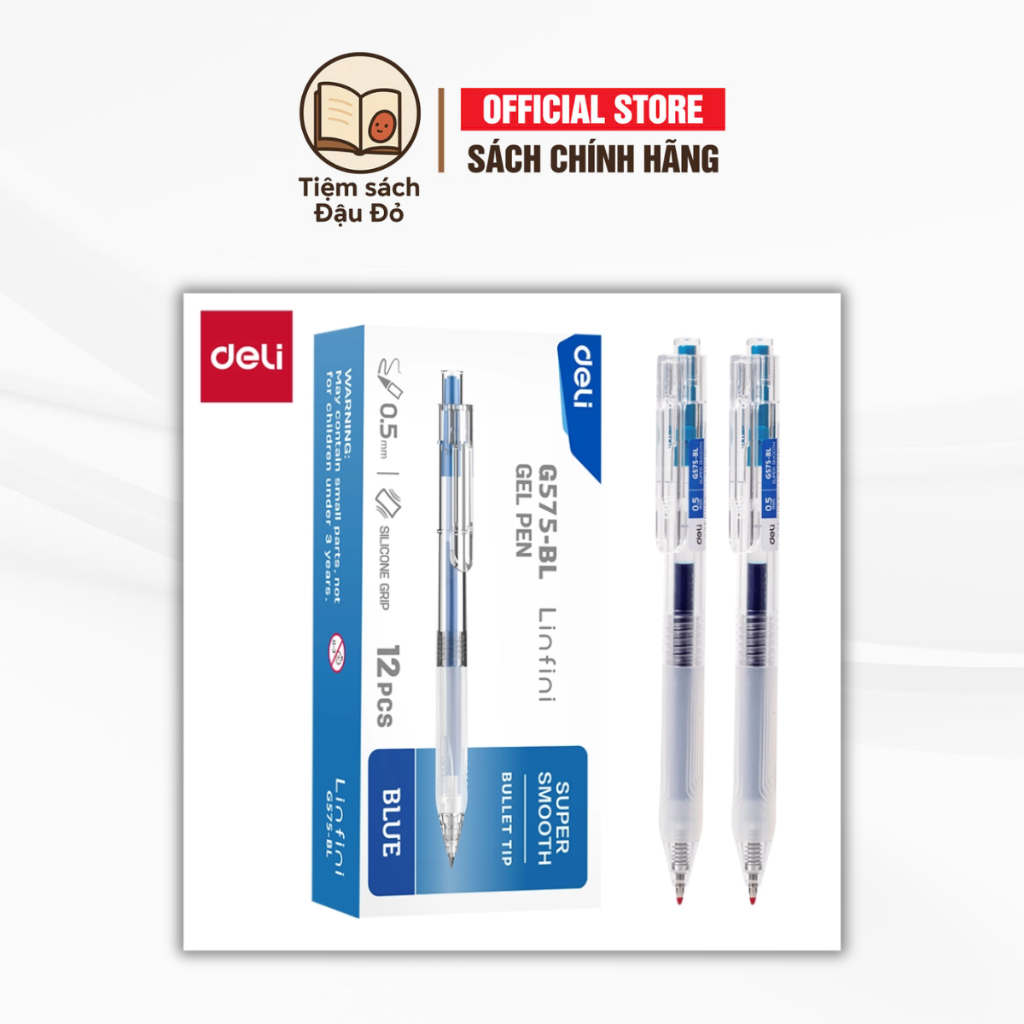 Bút Gel Bấm Siêu Trơn 0.5 mm - Deli EG575-BL