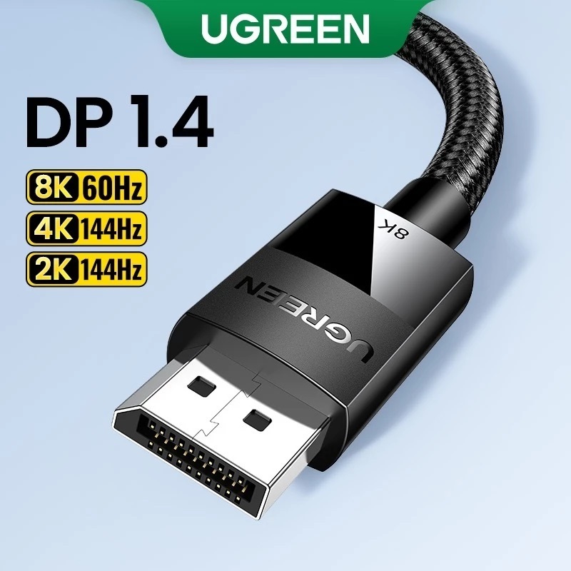 Dây Cáp Displayport 1.4 hỗ trợ 8K/60Hz 4K/2k/240Hz/240Hz chính hãng Ugreen DP114 cao cấp dài từ 1-5M