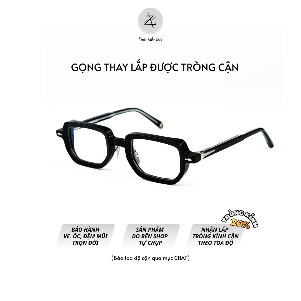 Gọng kính cận loạn nam nữ JMM  Astaire dáng vuông cao cấp