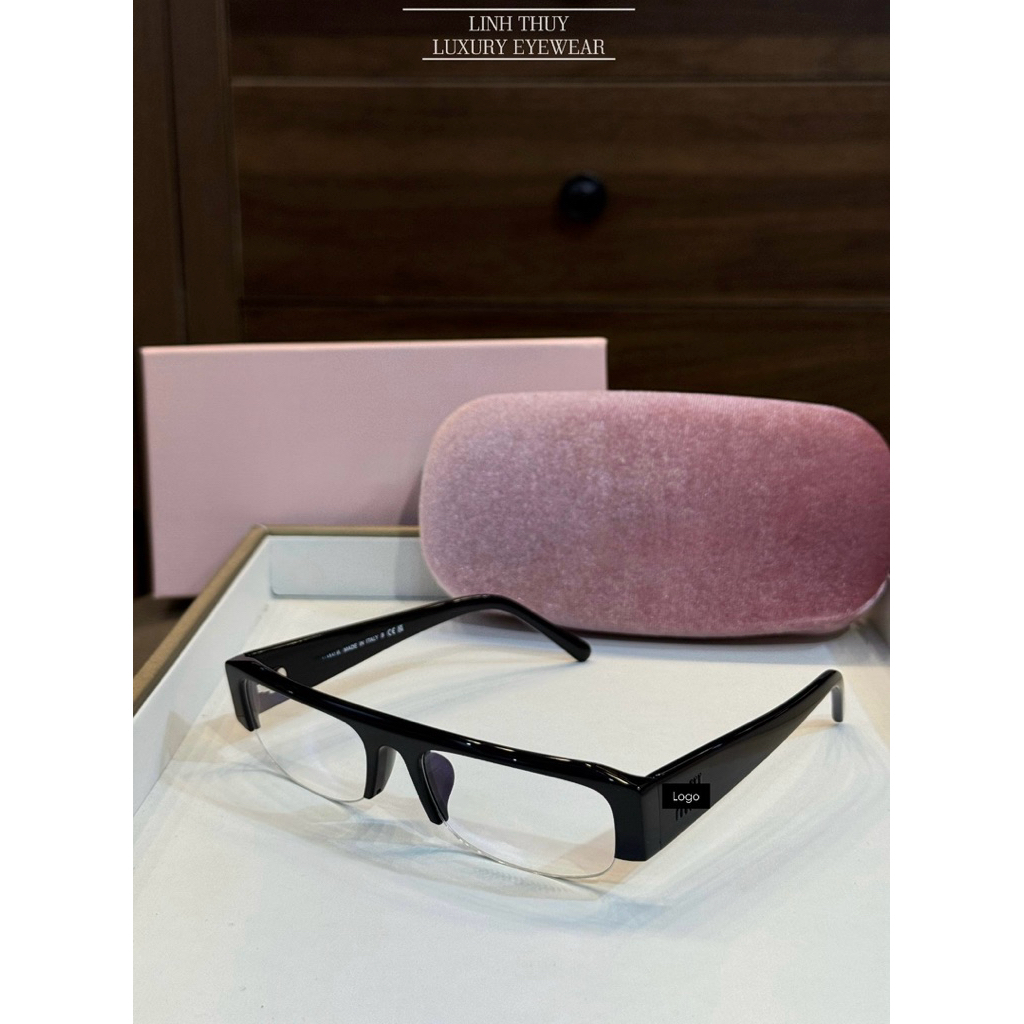 Kính mắt thời trang clubmaster MU B07S gọng acetate cao cấp mắt vuông nửa viền-fullbox