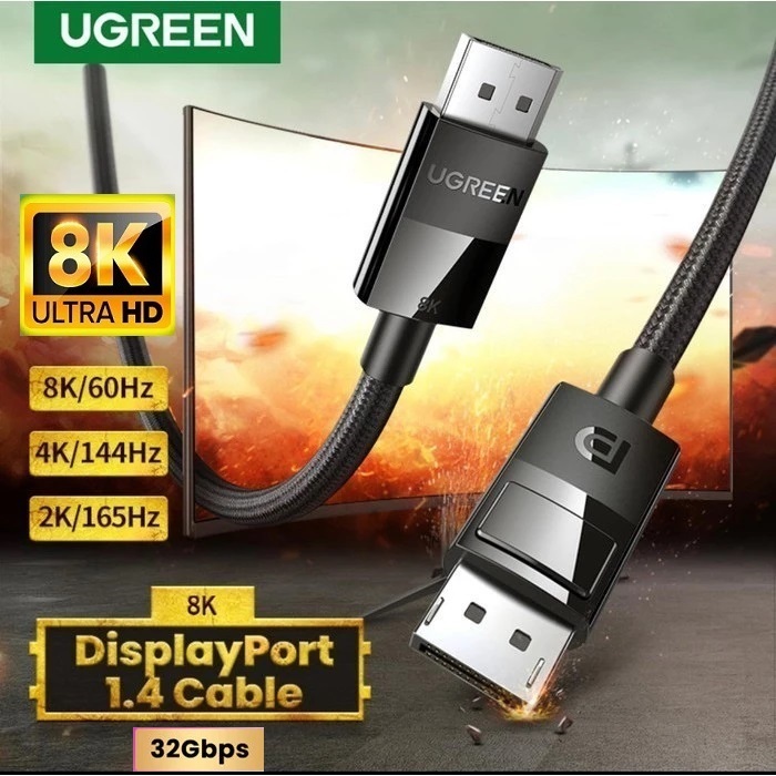 Cáp Displayport 1.4 hỗ trợ 8K/60Hz, 4K/240Hz, 2K/240Hz chính hãng Ugreen DP114 cao cấp dài từ 1,5-5M