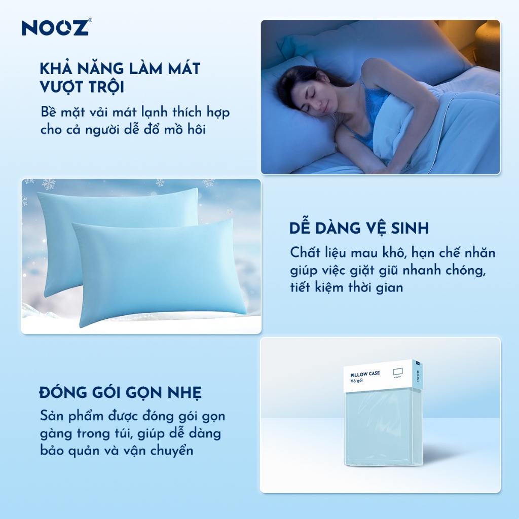 Vỏ Gối Nằm Lạnh NOOZ Áo Gối Mát Lạnh Mềm Mịn 50x70cm Dễ Dàng Vệ Sinh NOOZ Home Goods Bedding | BigBuy360 - bigbuy360.vn