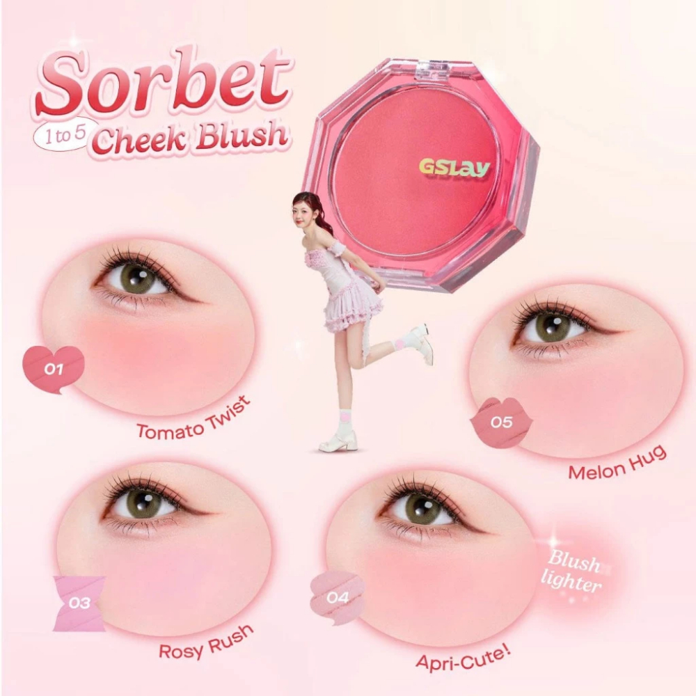 Phấn Má Hồng  Thuần Chay Mịn Lì GSLAY Sorbet Cheek Blush - Nhũ Dễ Tán Bền Màu 5g