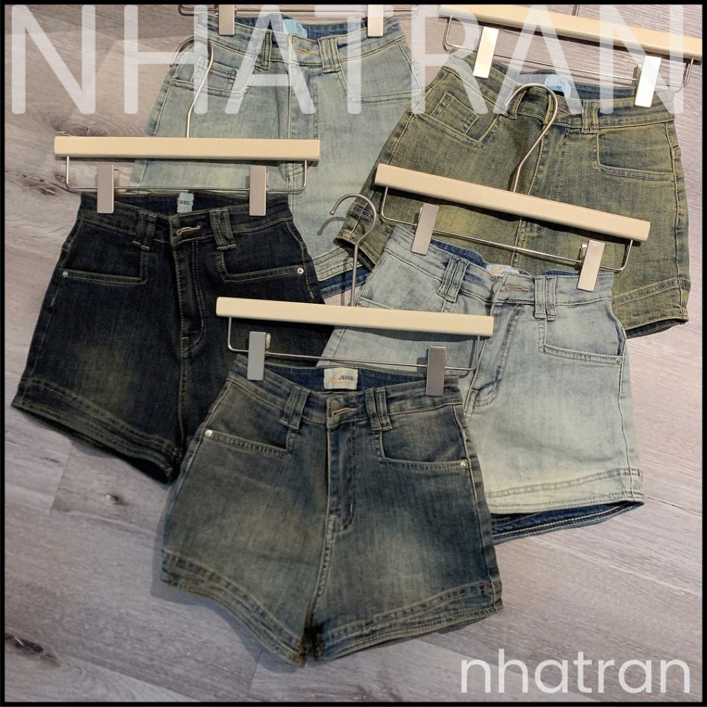 FROM ÔM CO DÃN - Quần short jean nữ nhatran phom ôm cạp cao lai viền MS170